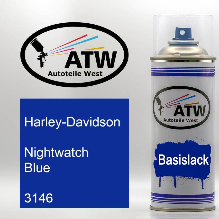 Harley-Davidson, Nightwatch Blue, 3146: 400ml Sprühdose, von ATW Autoteile West.